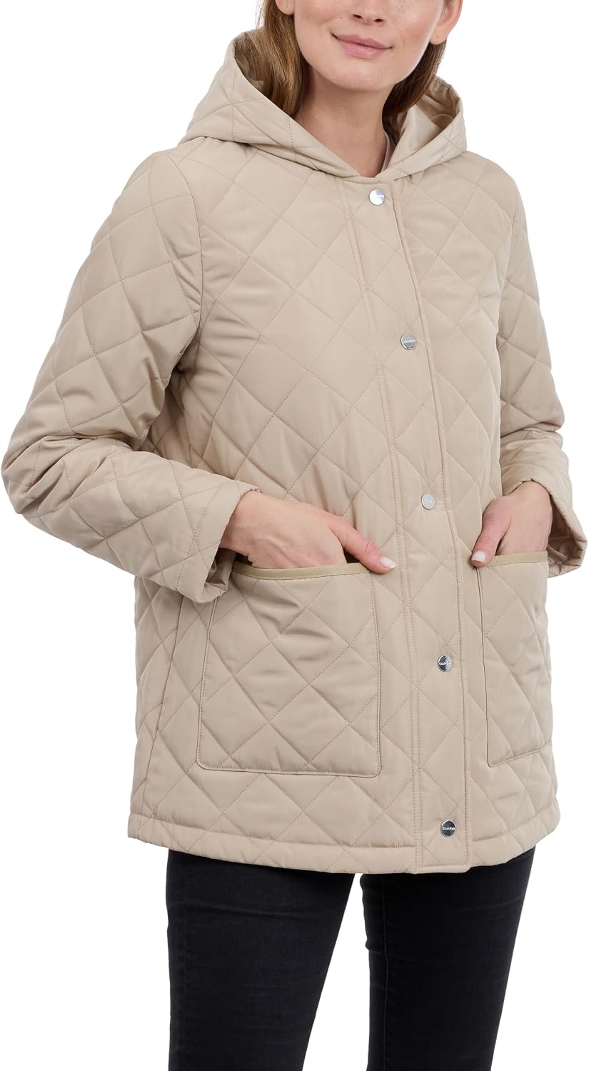 image:imageCalvin Klein Womens Quilted Jacket Lightweight Coat for Women With Snap Front Water ResistantWhite Pepper