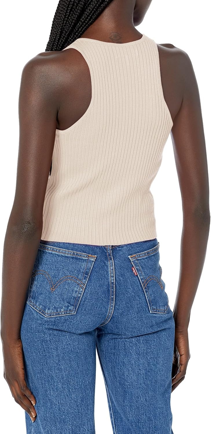 image:imageCalvin Klein Womens Ribbed Scoop Neck Button Tank TopBirch