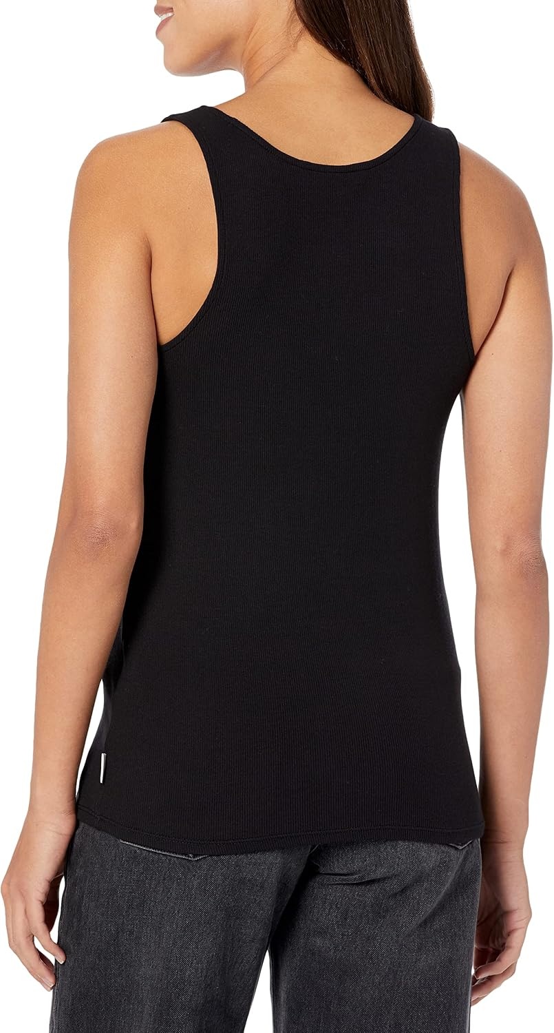 image:imageCalvin Klein Womens Ribbed Scoop Neck Button Tank TopBlack