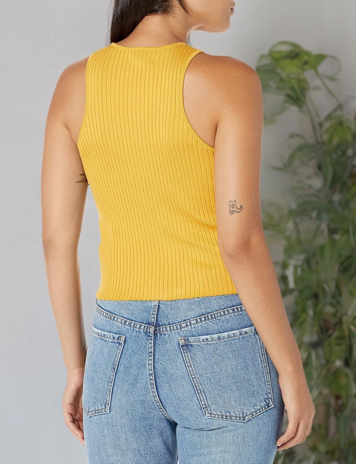 image:imageCalvin Klein Womens Ribbed Scoop Neck Button Tank TopGolden