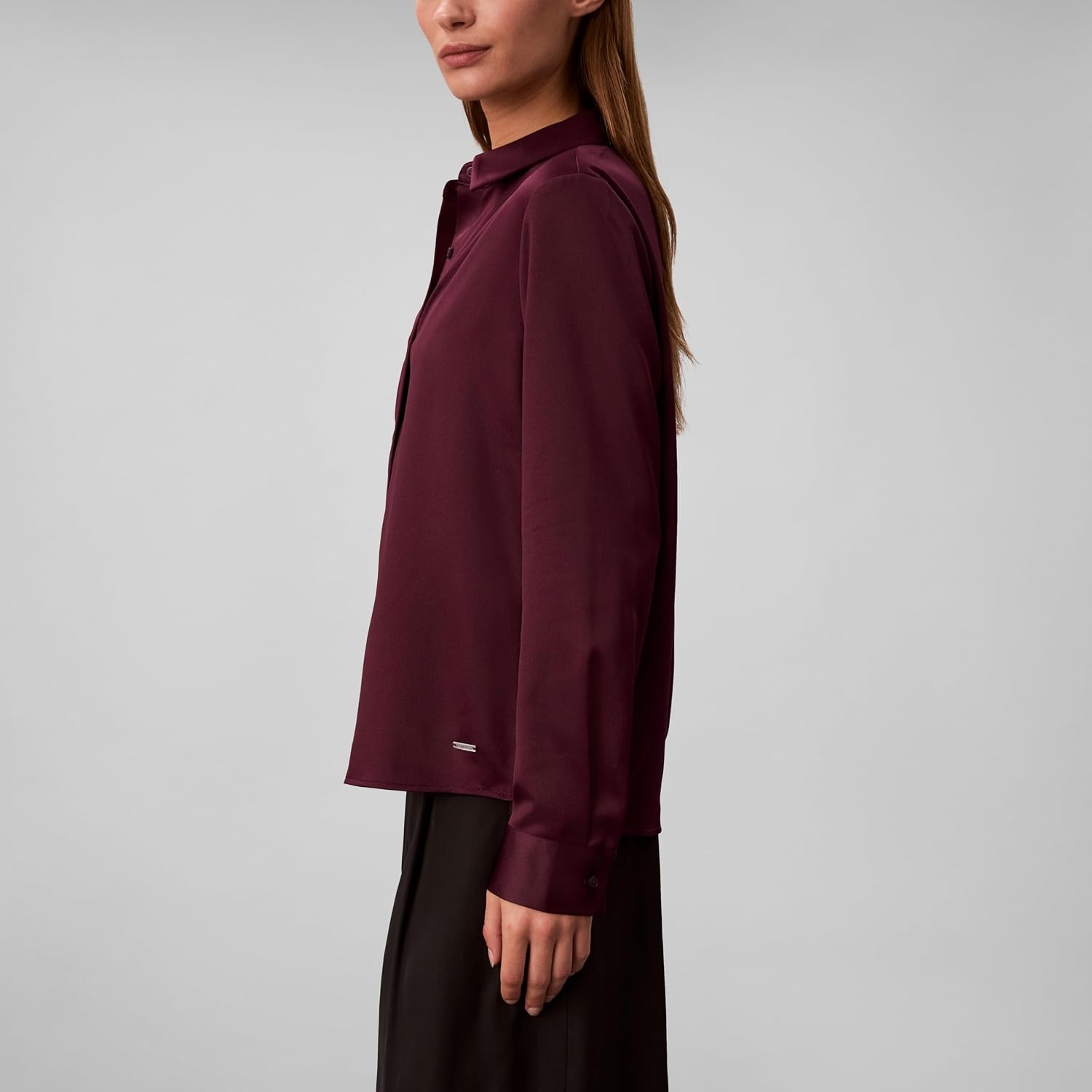image:imageCalvin Klein Womens Satin ButtonDown ShirtBerry Glaze