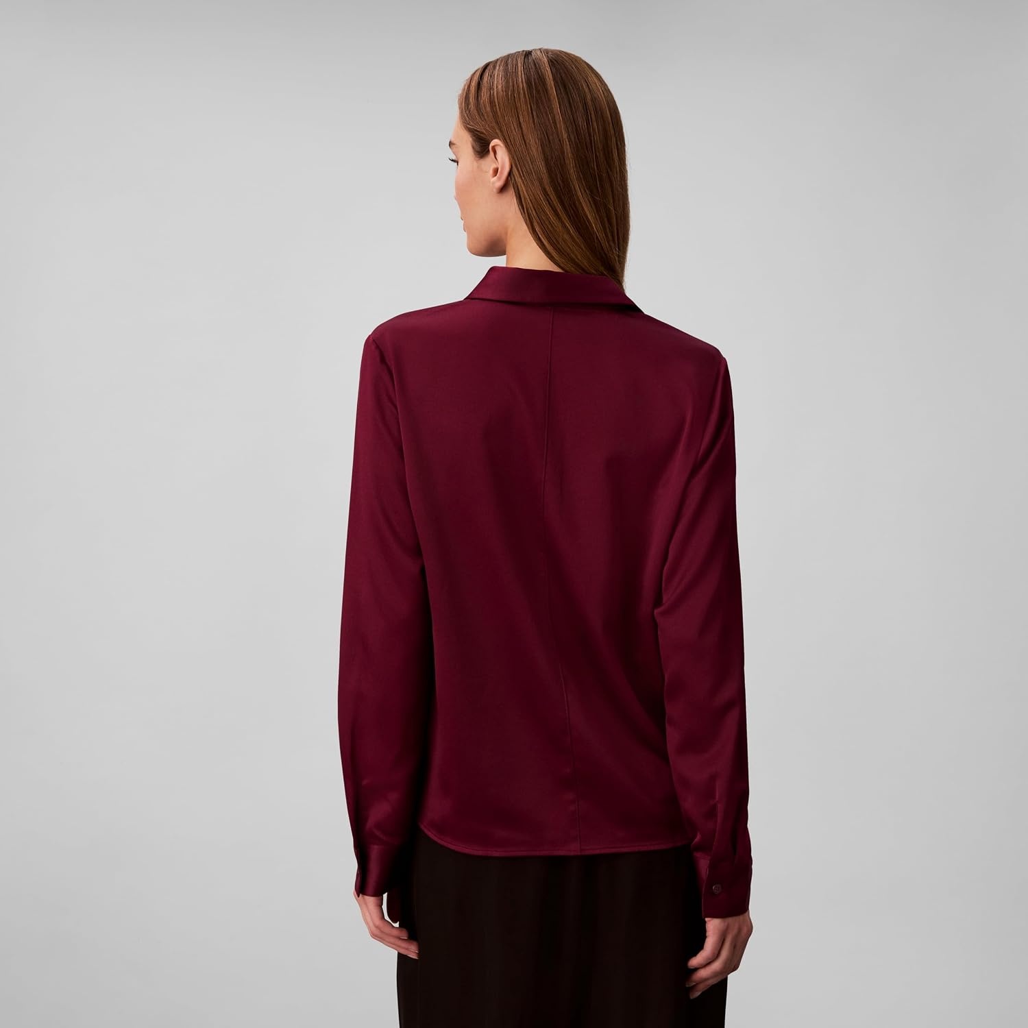image:imageCalvin Klein Womens Satin ButtonDown ShirtBerry Glaze