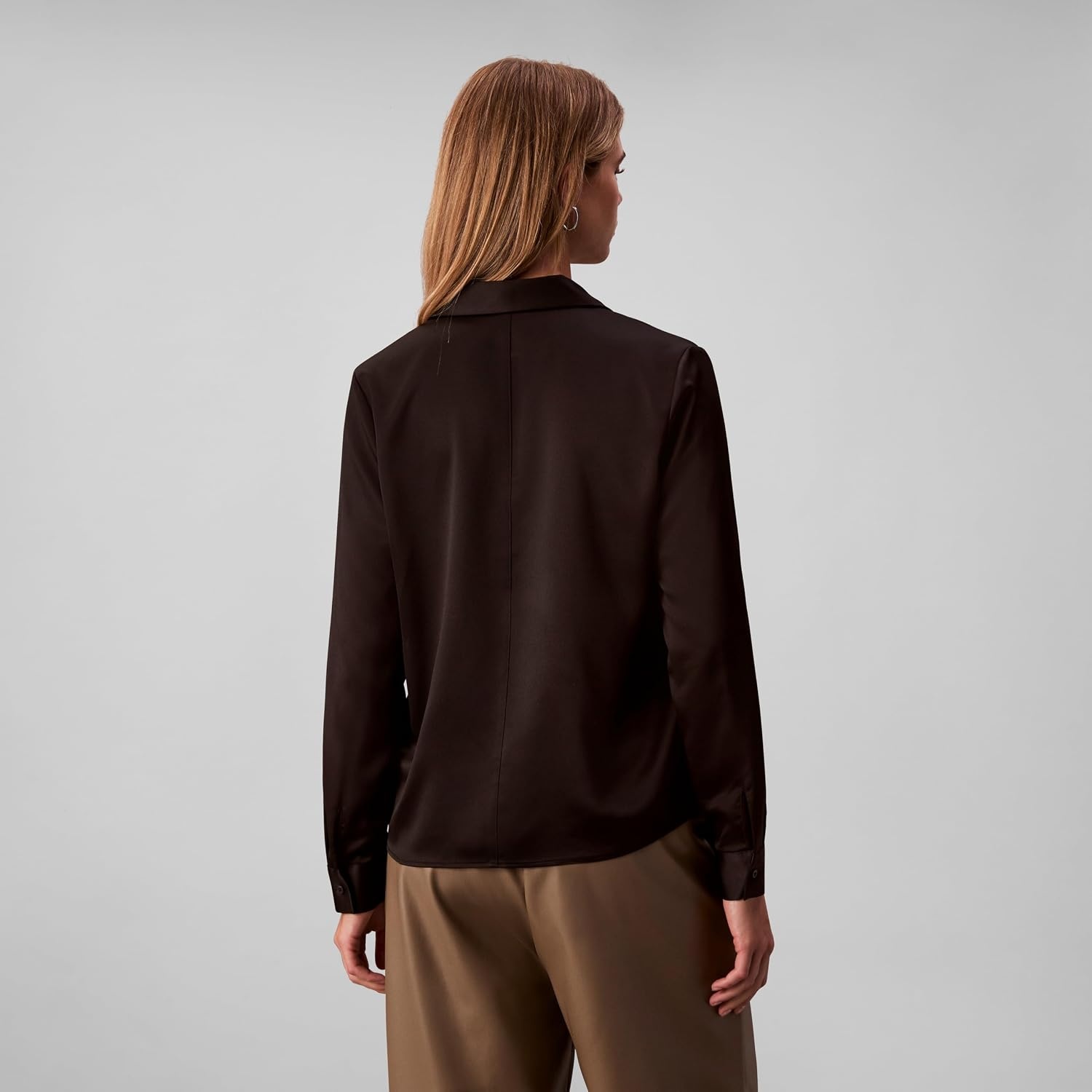 image:imageCalvin Klein Womens Satin ButtonDown ShirtBlack