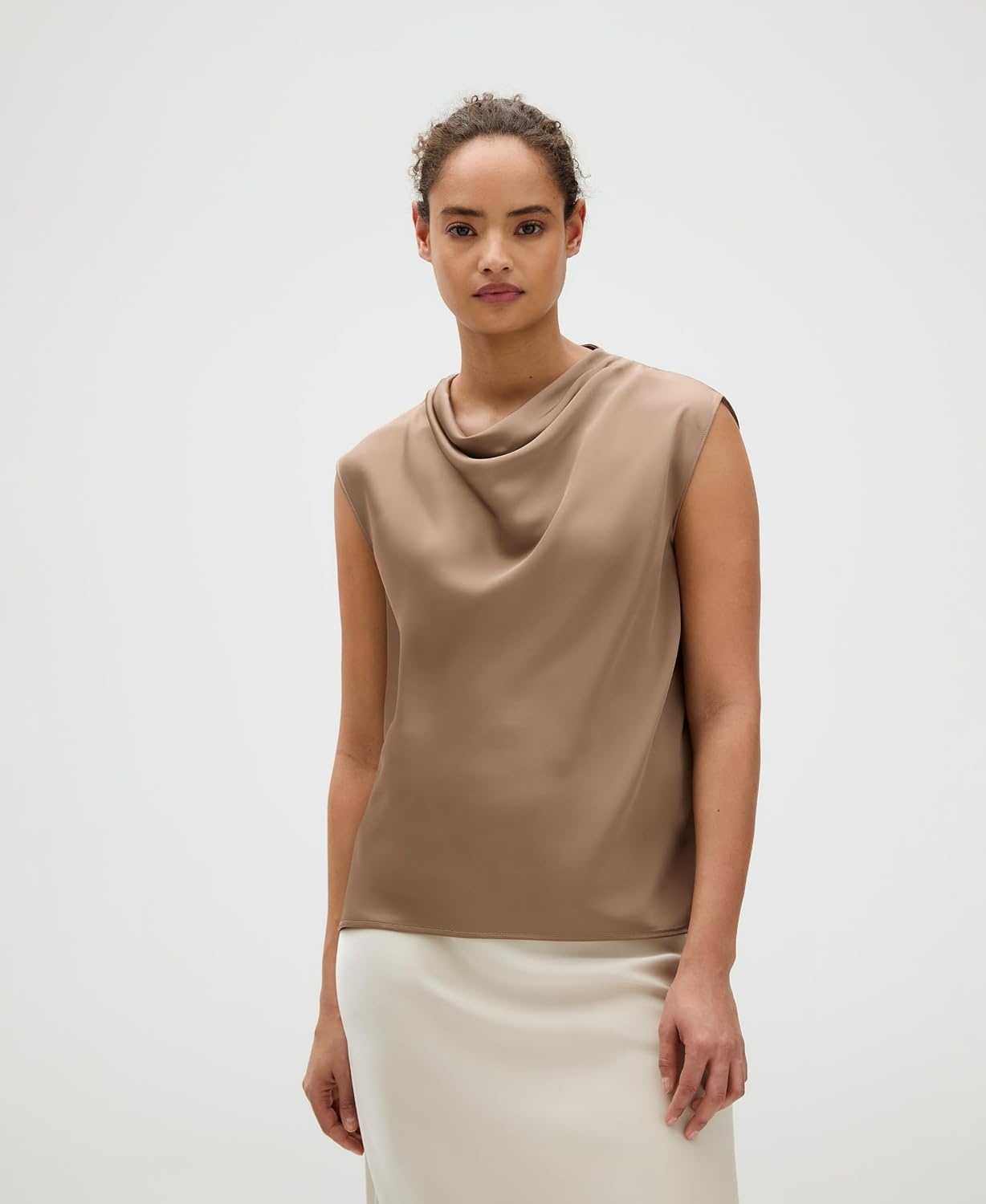 image:imageCalvin Klein Womens Satin Cowl Neck BlouseFossil