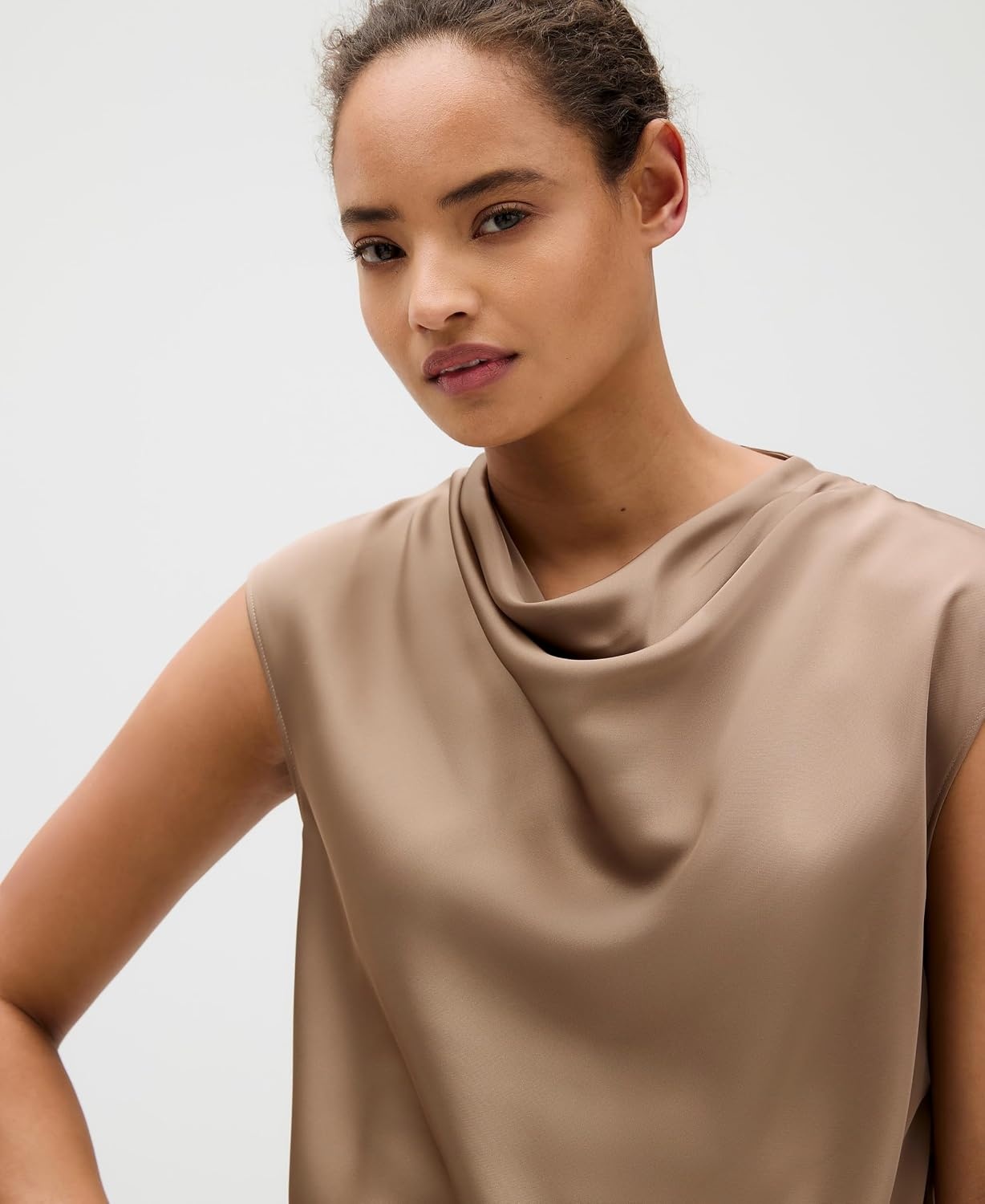 image:imageCalvin Klein Womens Satin Cowl Neck BlouseFossil