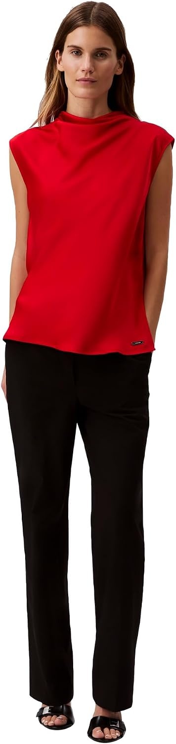 image:imageCalvin Klein Womens Satin Cowl Neck BlouseGoji Berry