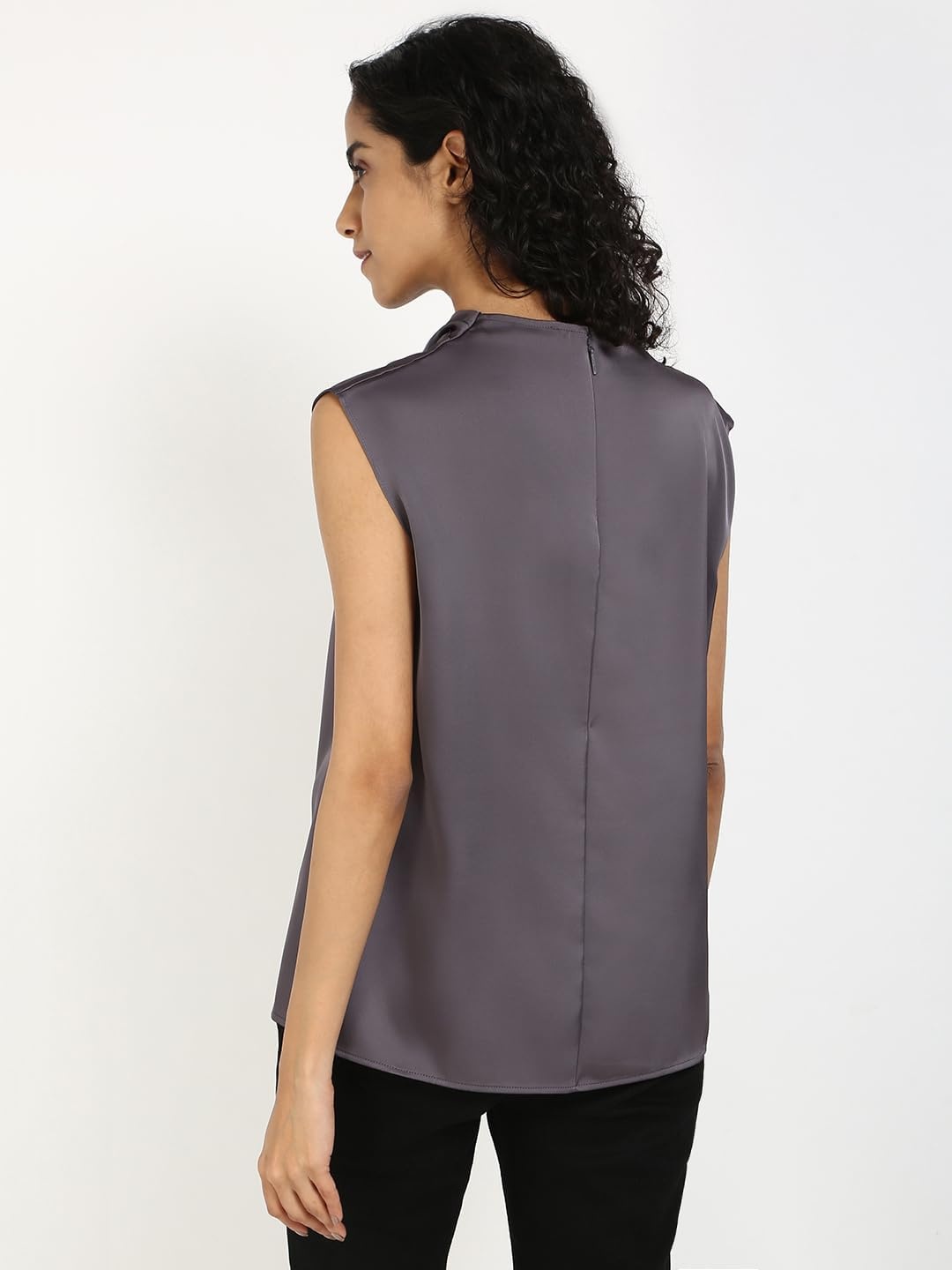 image:imageCalvin Klein Womens Satin Cowl Neck BlouseGrey