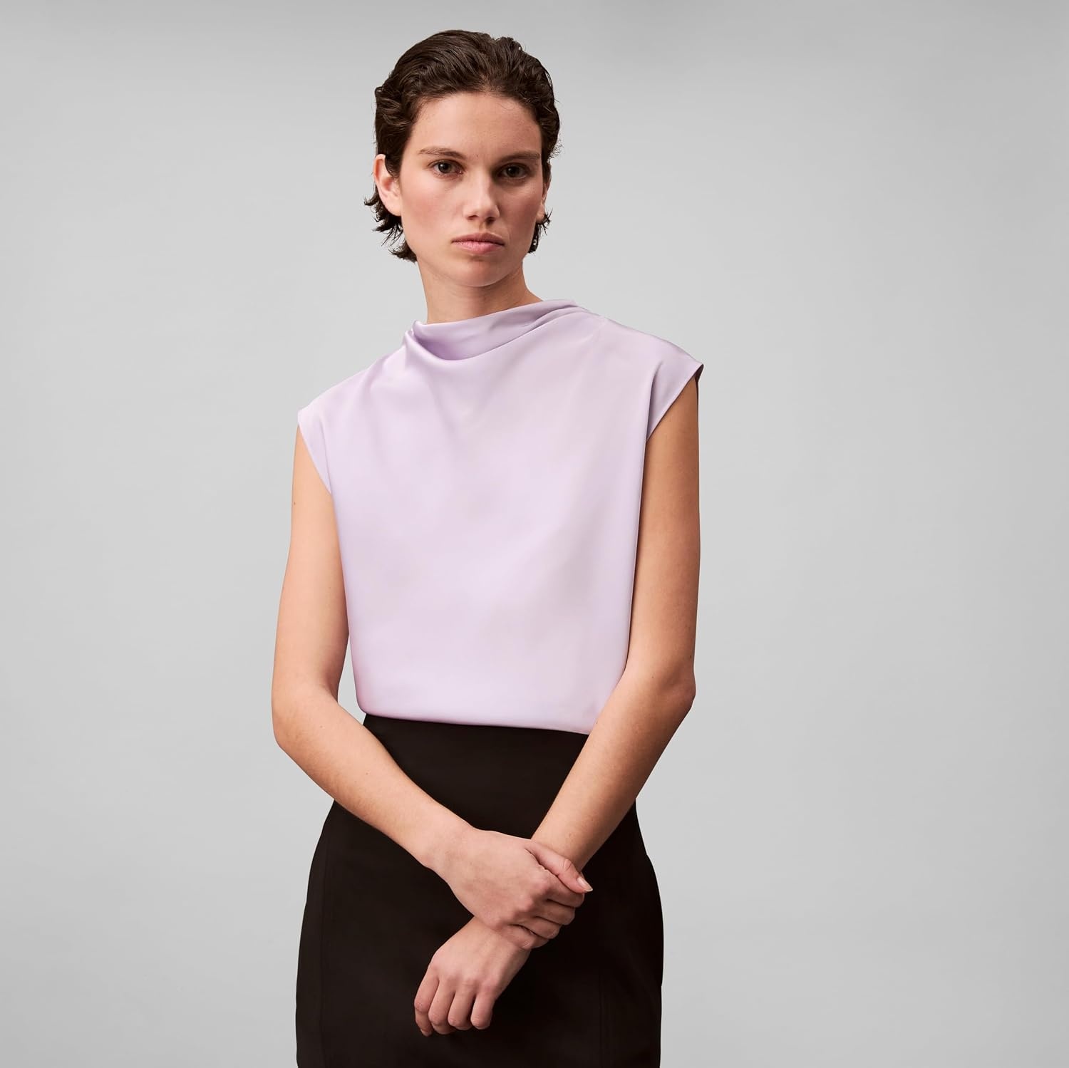 image:imageCalvin Klein Womens Satin Cowl Neck BlouseOrchid Petal