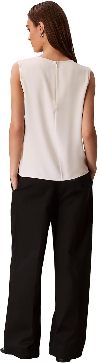 image:imageCalvin Klein Womens Satin High Neck Tank TopAntique White