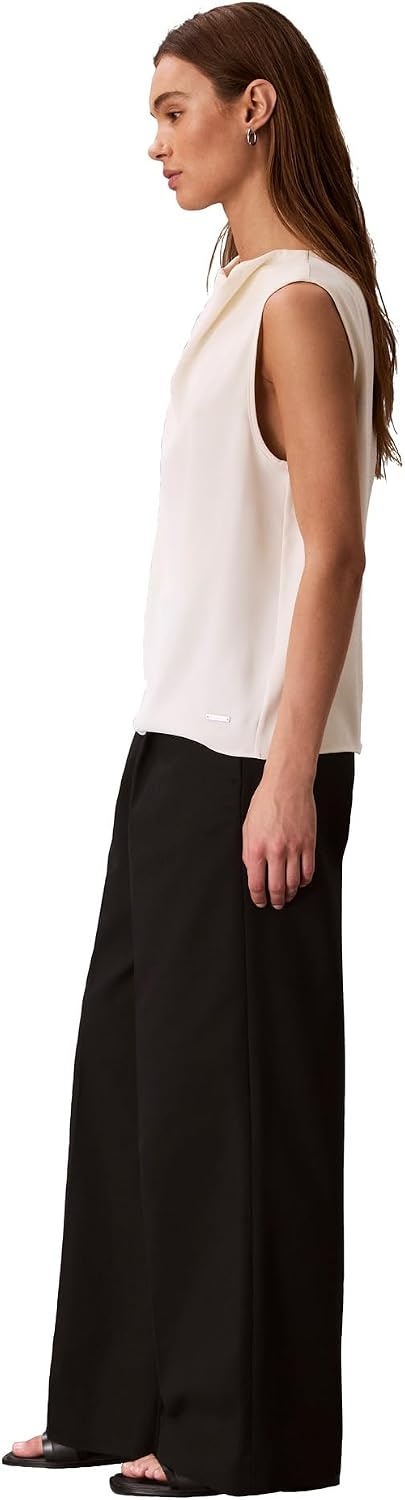 image:imageCalvin Klein Womens Satin High Neck Tank TopAntique White