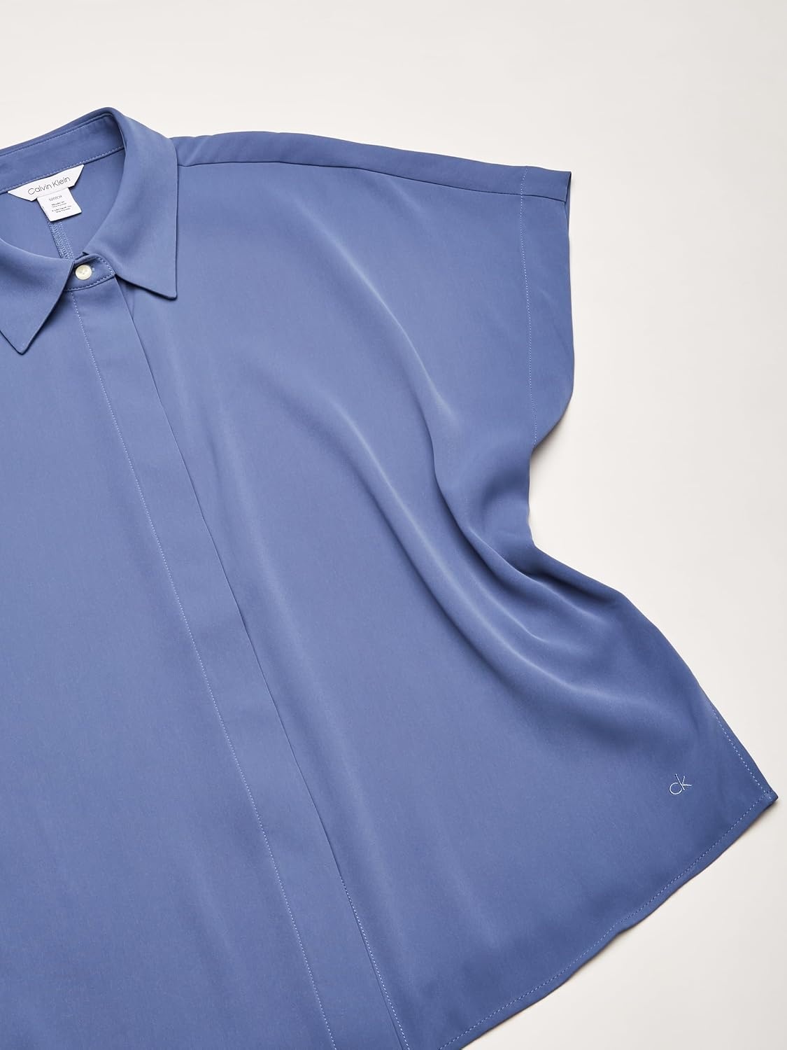image:imageCalvin Klein Womens Satin Short Sleeve TopBijou Blue