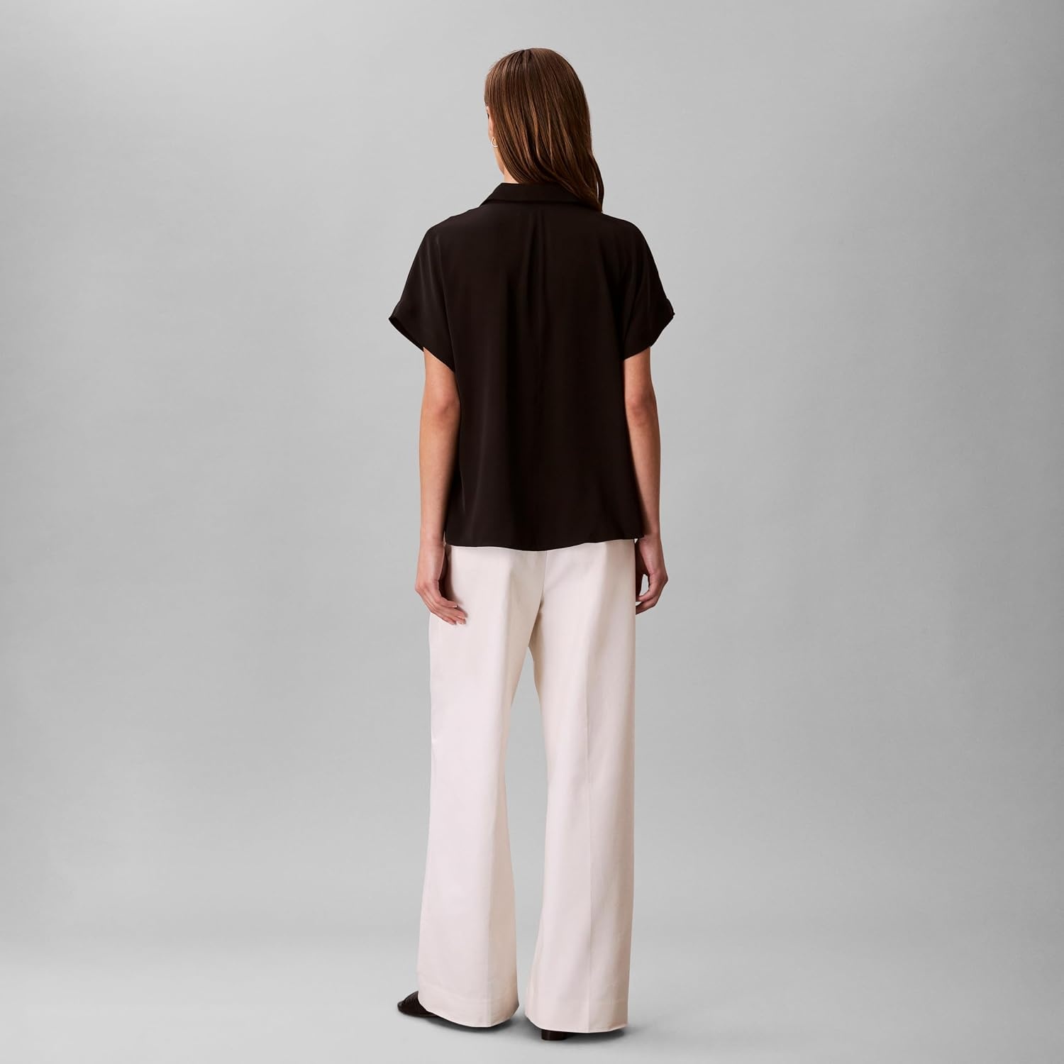 image:imageCalvin Klein Womens Satin Short Sleeve TopBlack
