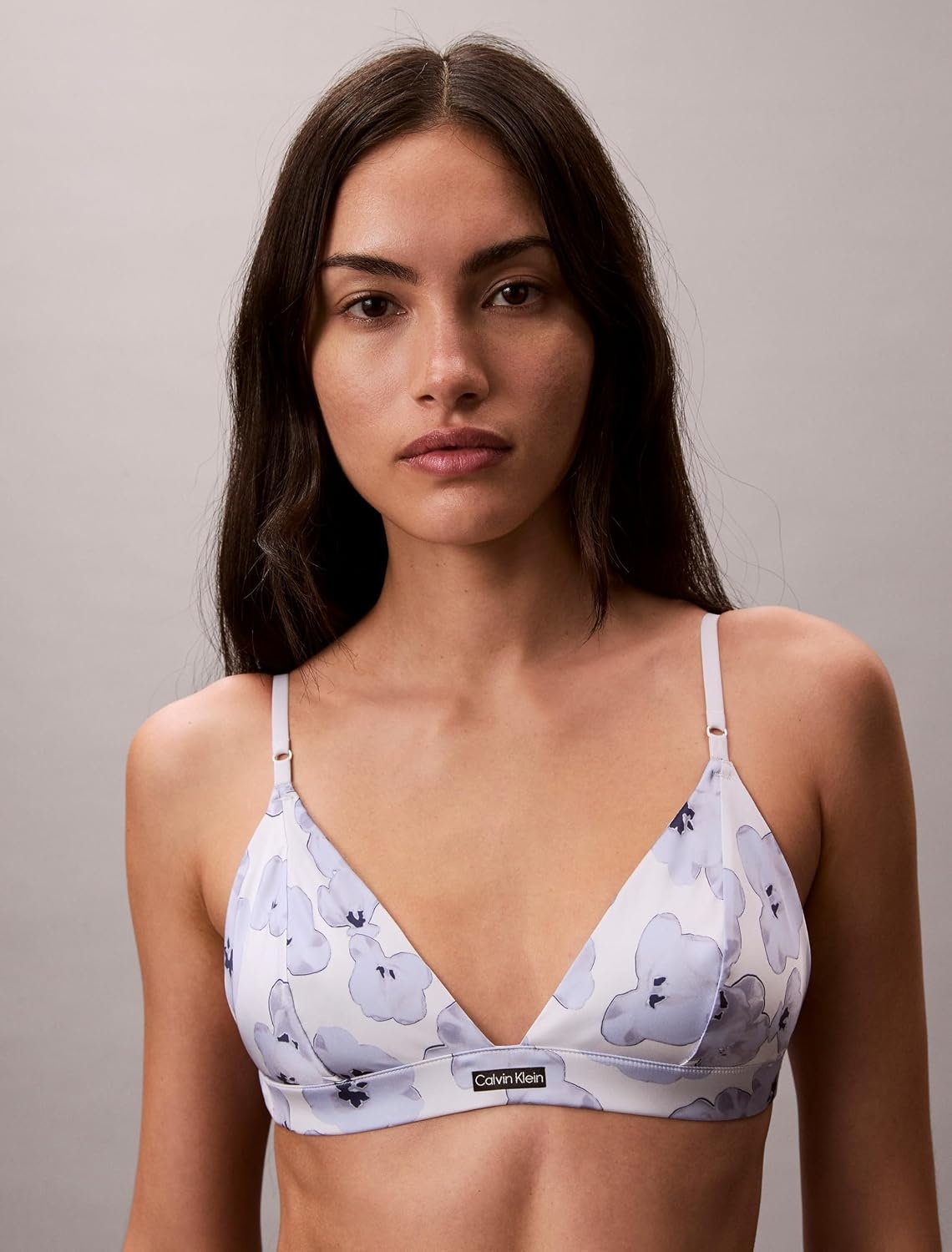 image:imageCalvin Klein Womens Signature Satin Unlined Triangle BraletteBlue Buttercup Floral Harbour