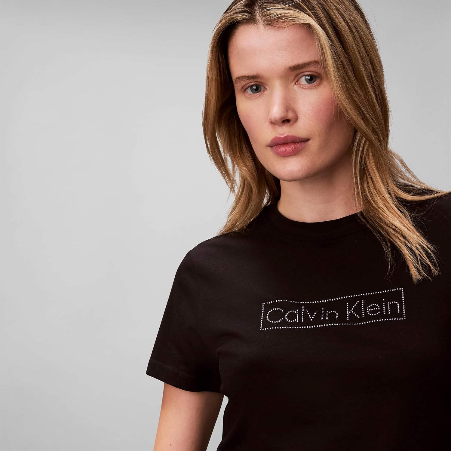 image:imageCalvin Klein Womens Slim Fit Cotton Modal Monogram TeeBlack