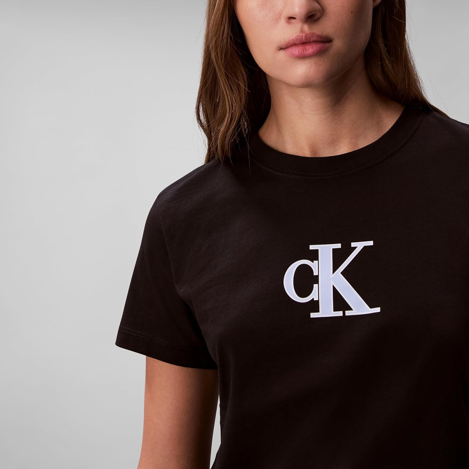 image:imageCalvin Klein Womens Slim Fit Graphic Monogram TeeBlack