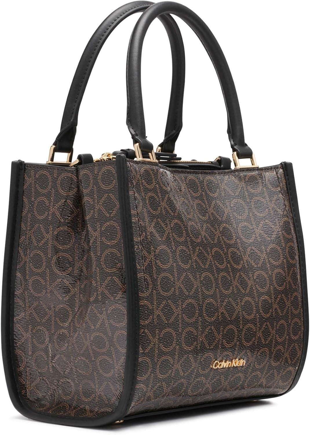 image:imageCalvin Klein Womens Sophia Triple Compartment CrossbodyBrownKhakiBlack