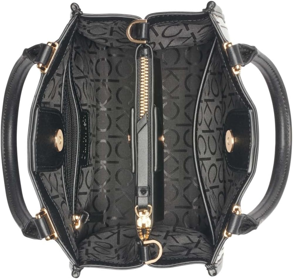 image:imageCalvin Klein Womens Sophia Triple Compartment CrossbodyBrownKhakiBlack