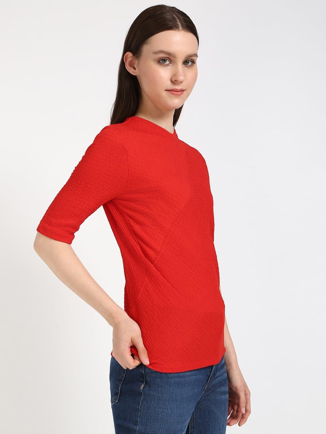 image:imageCalvin Klein Womens Textured Knit 34 Sleeve Top