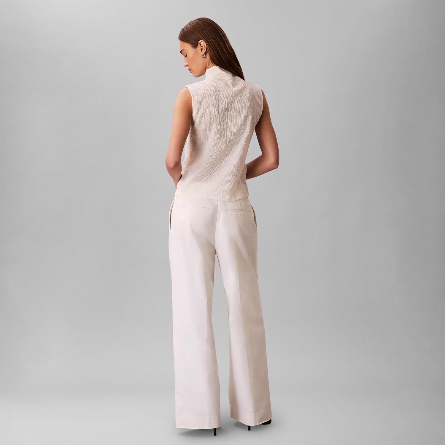 image:imageCalvin Klein Womens Textured Knit Mock Neck TopAntique White