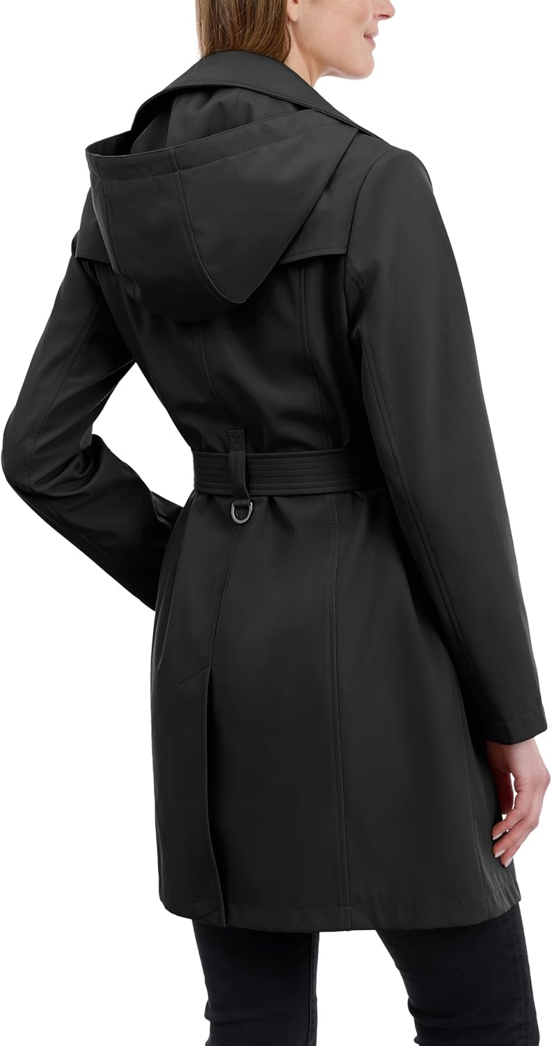 image:imageCalvin Klein Womens Trench Coat Double Breasted With Detachable Hood and BeltBlack