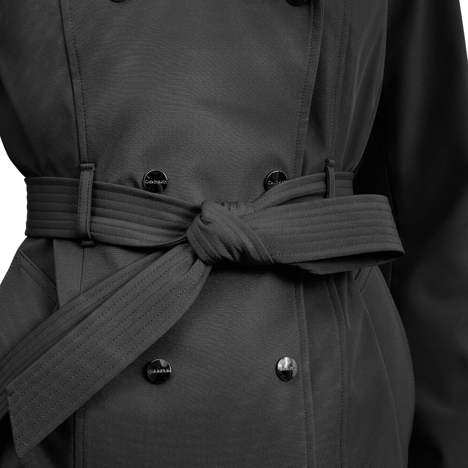 image:imageCalvin Klein Womens Trench Coat Double Breasted With Detachable Hood and BeltBlack