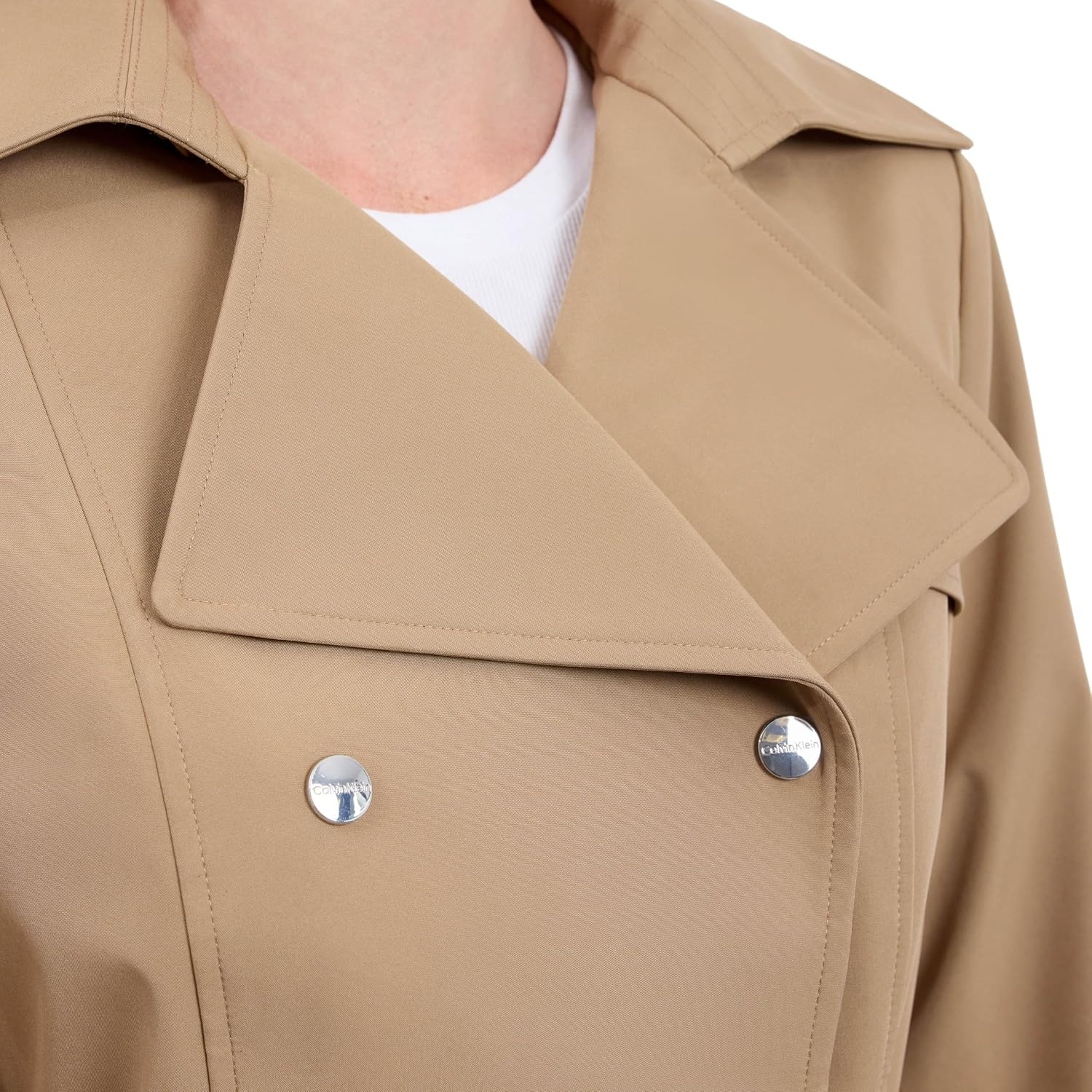 image:imageCalvin Klein Womens Trench Coat Double Breasted With Detachable Hood and BeltTiger Eye