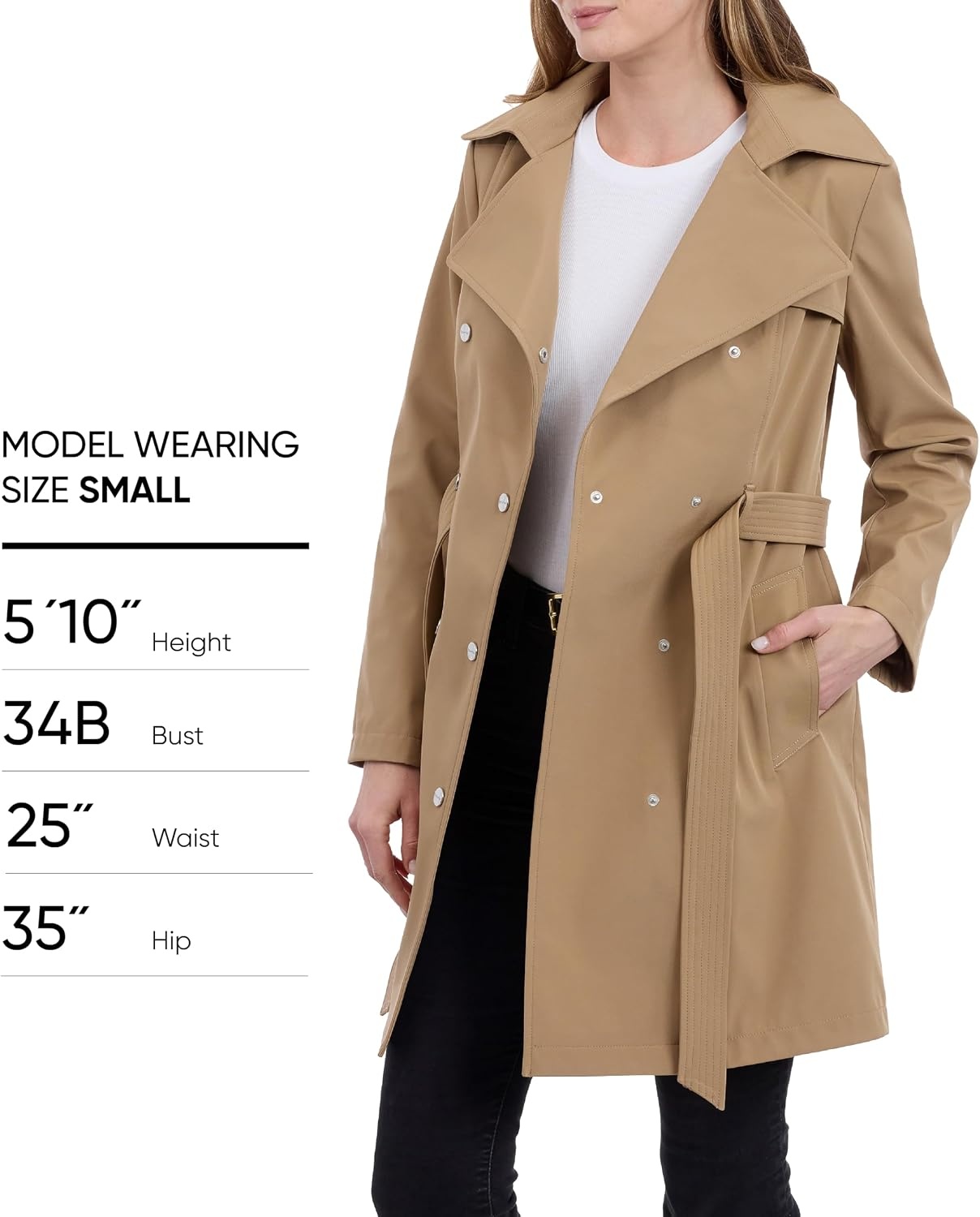 image:imageCalvin Klein Womens Trench Coat Double Breasted With Detachable Hood and BeltTiger Eye