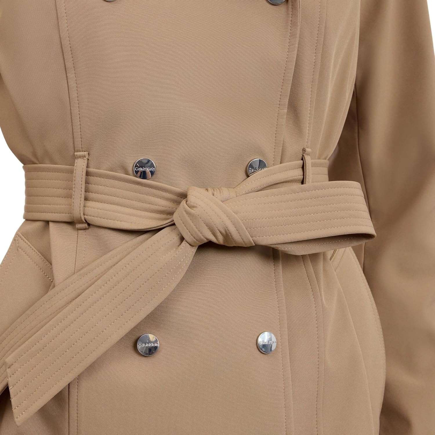 image:imageCalvin Klein Womens Trench Coat Double Breasted With Detachable Hood and BeltTiger Eye