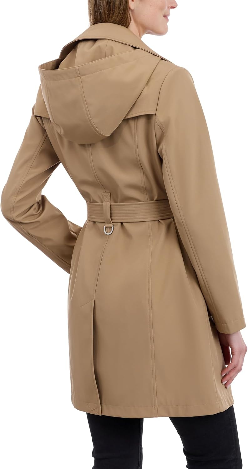 image:imageCalvin Klein Womens Trench Coat Double Breasted With Detachable Hood and BeltTiger Eye