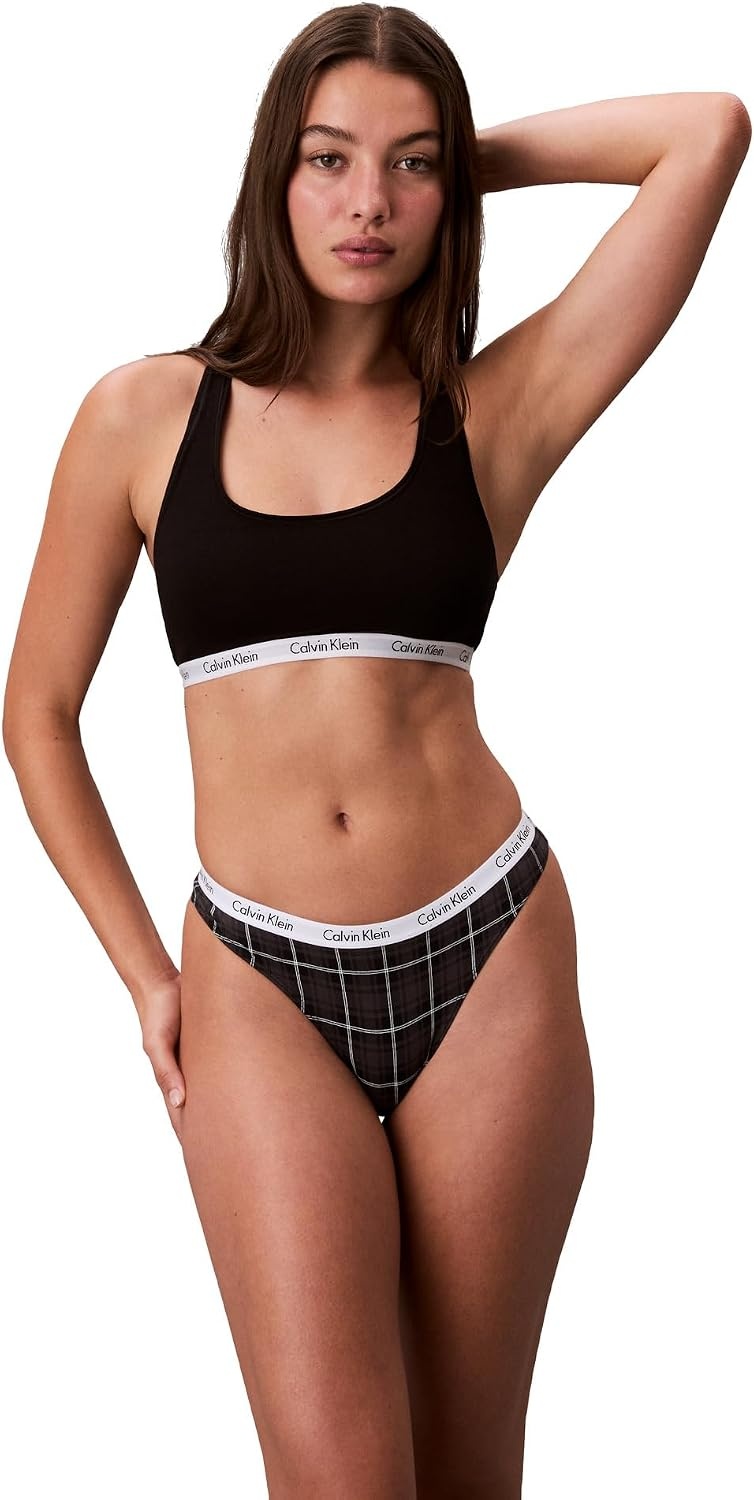 image:imageCalvin Klein womens Carousel Logo Cotton Stretch Thong Panties MultipackBlackObsessDunn Plaid Black