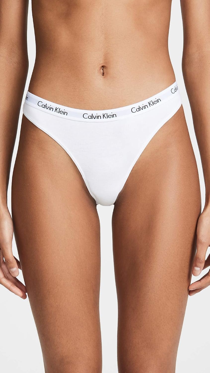 image:imageCalvin Klein womens Carousel Logo Cotton Stretch Thong Panties MultipackBlackWhiteStellar