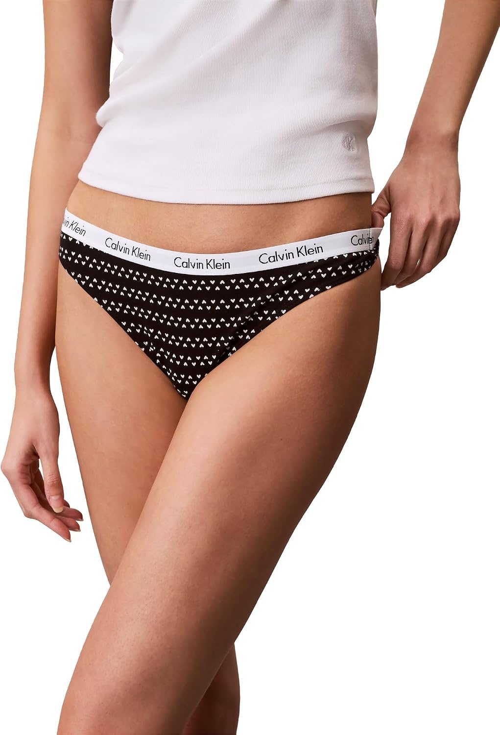 image:imageCalvin Klein womens Carousel Logo Cotton Stretch Thong Panties MultipackCedarGrey HeatherBlack With Heart Stripes