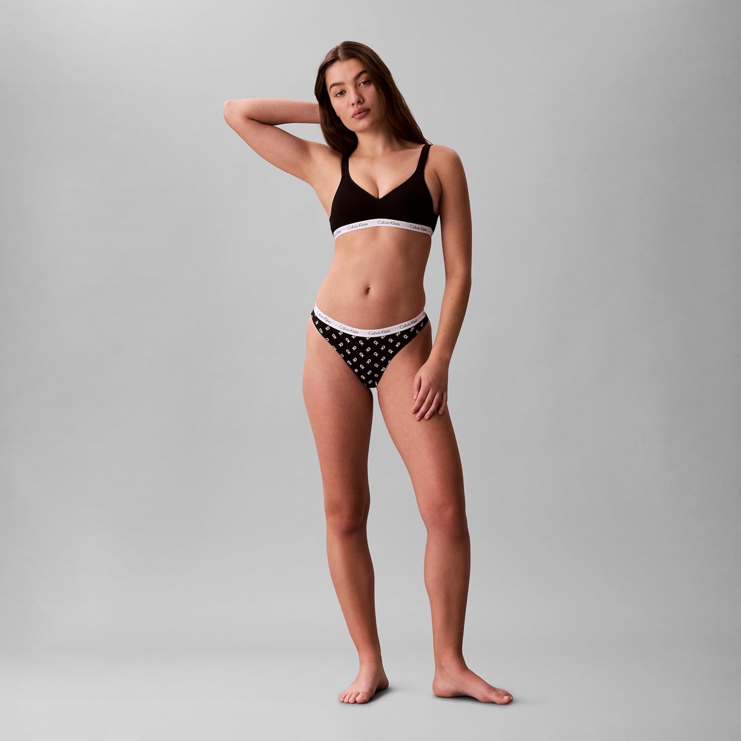 image:imageCalvin Klein womens Carousel Logo Cotton Stretch Thong Panties MultipackGrey HeatherNymphs ThighRotating Ck Black White