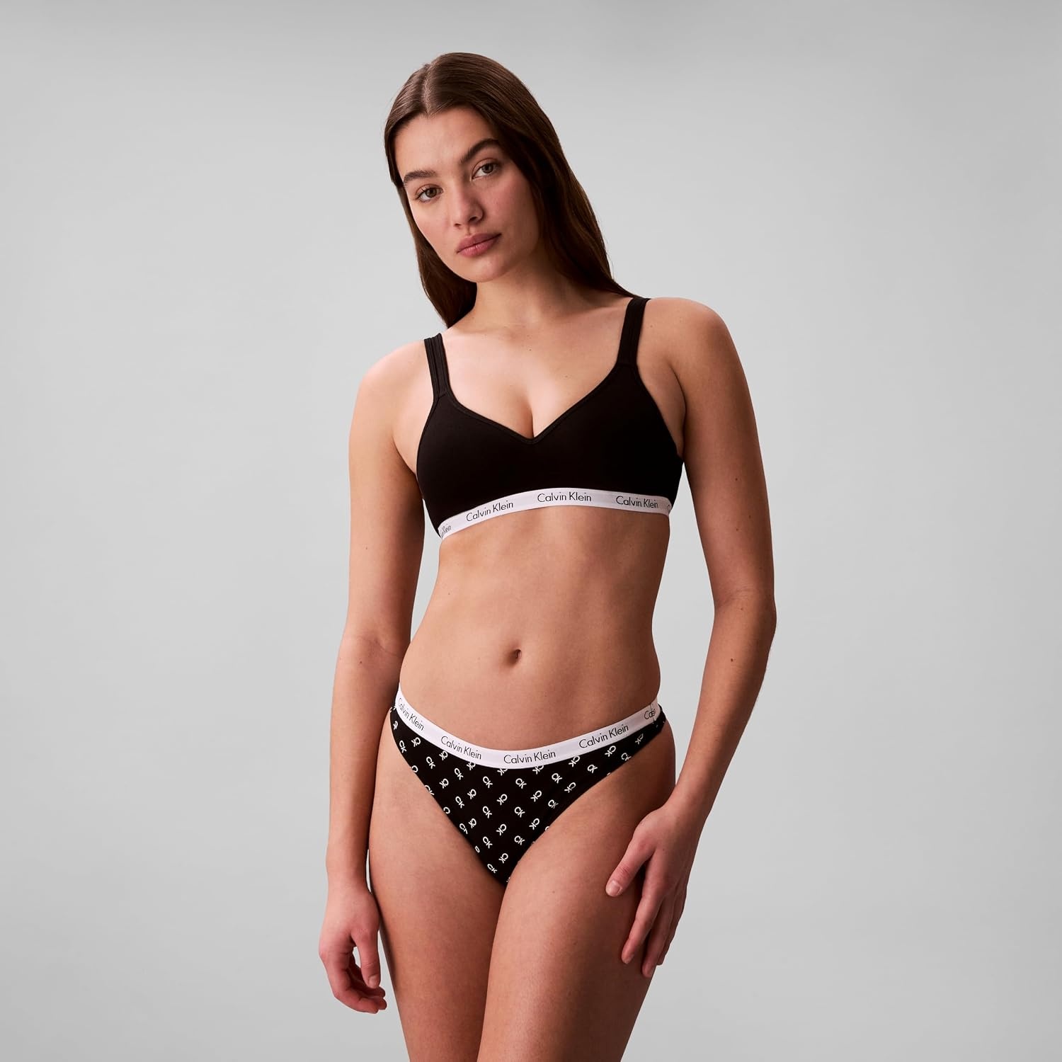 image:imageCalvin Klein womens Carousel Logo Cotton Stretch Thong Panties MultipackGrey HeatherNymphs ThighRotating Ck Black White