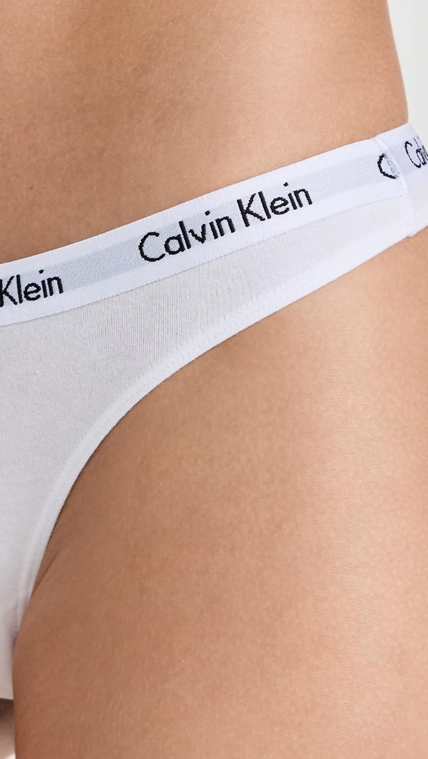 image:imageCalvin Klein womens Carousel Logo Cotton Stretch Thong Panties MultipackMellow OrangeWhiteRainer Stripe Grey Heather