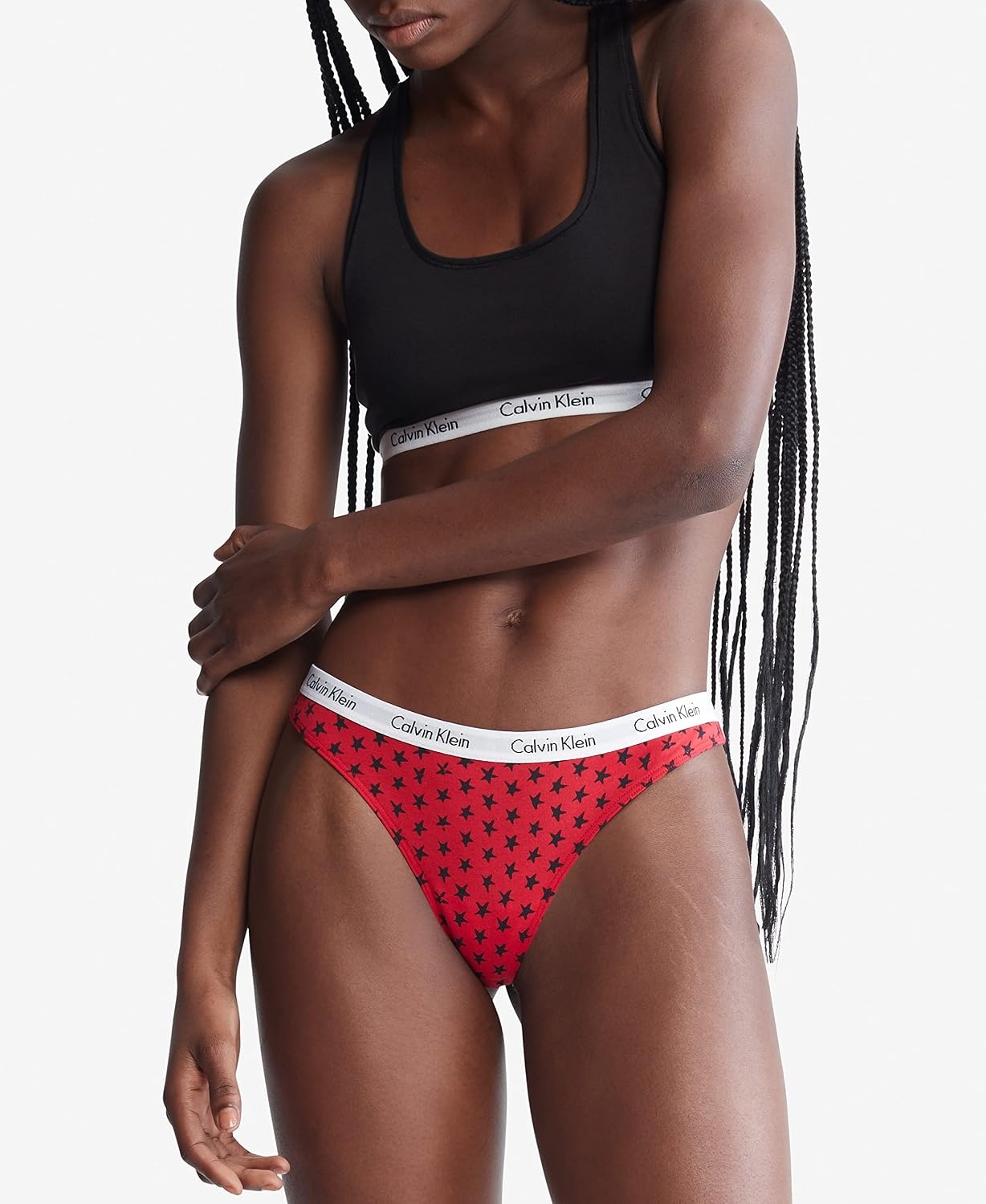 image:imageCalvin Klein womens Carousel Logo Cotton Stretch Thong Panties MultipackTapiocaStar Stamp Exact RedBlack