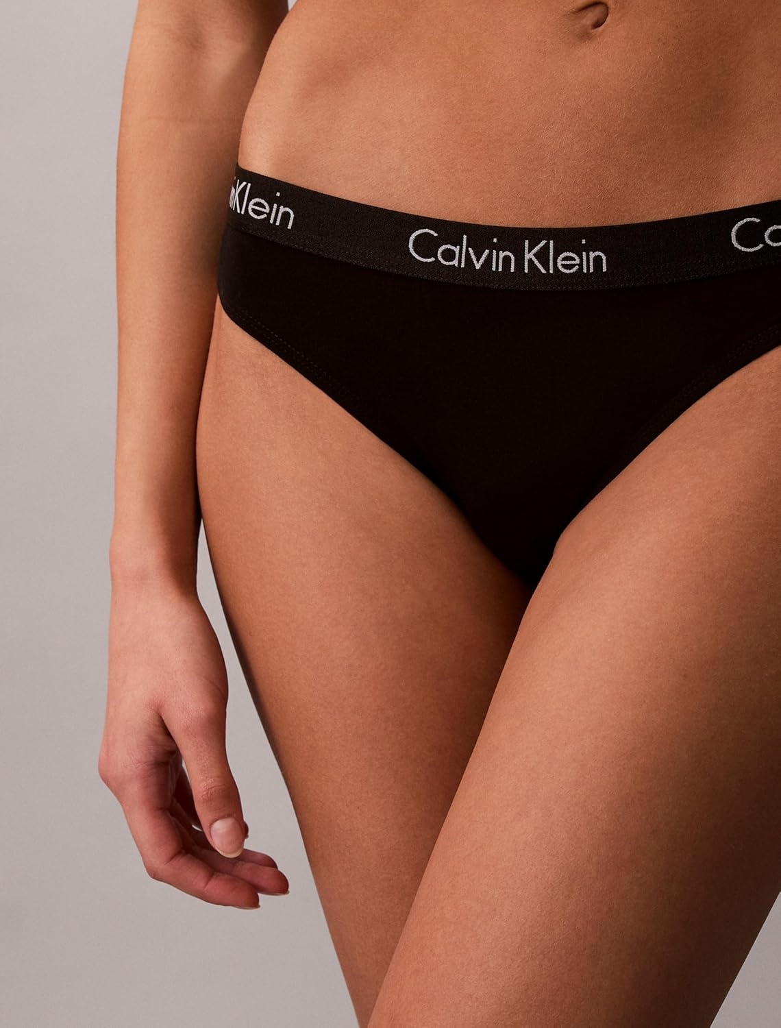 image:imageCalvin Klein womens Motive Cotton Multipack Bikini Panty 3 PackBlackCharcoal HeatherGrey Heather