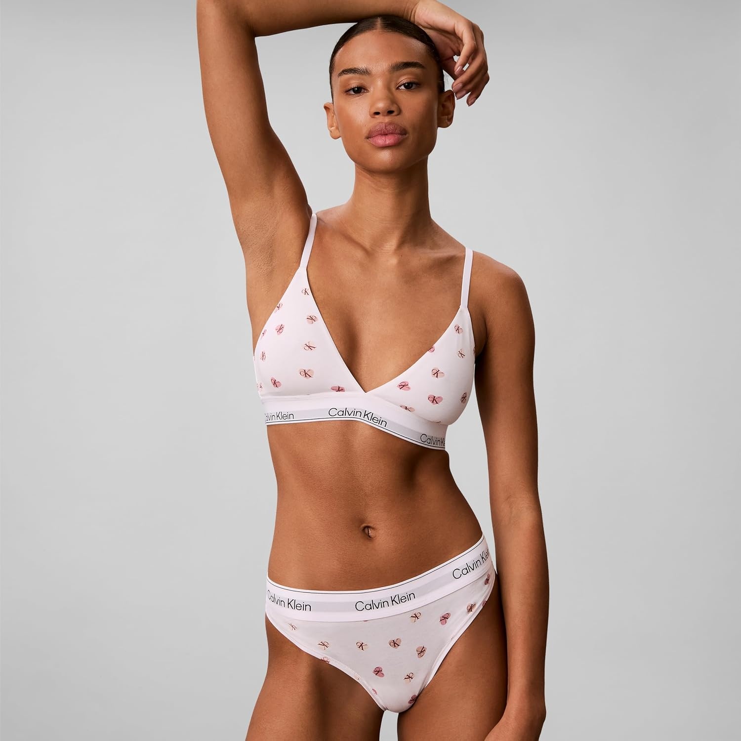 image:imageIcon Cotton Modal Lightly Lined Triangle BraletteHearts Ck White Multi