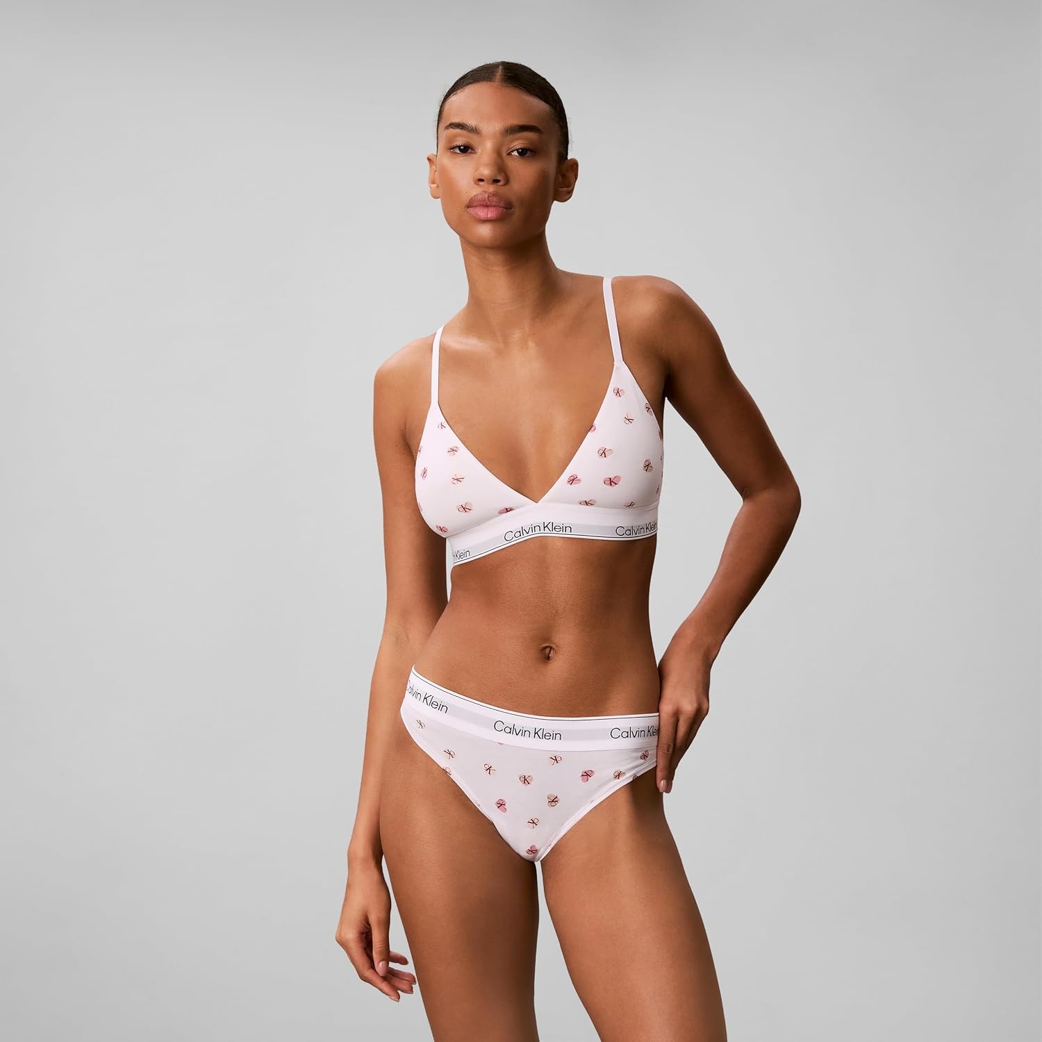 image:imageIcon Cotton Modal Lightly Lined Triangle BraletteHearts Ck White Multi
