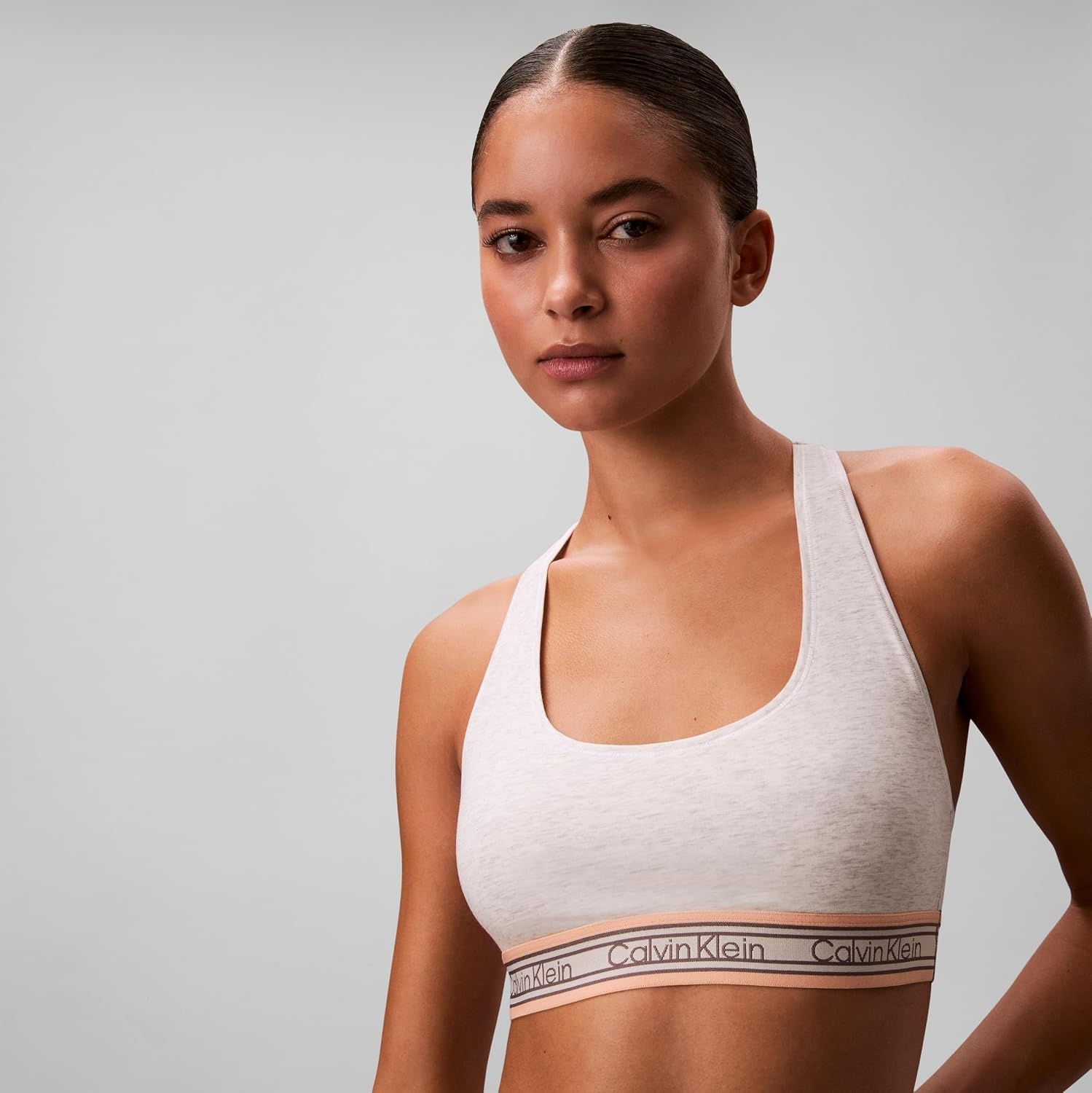 image:imageIcon Cotton Modal Unlined BraletteSnow Heather Retro Stripe