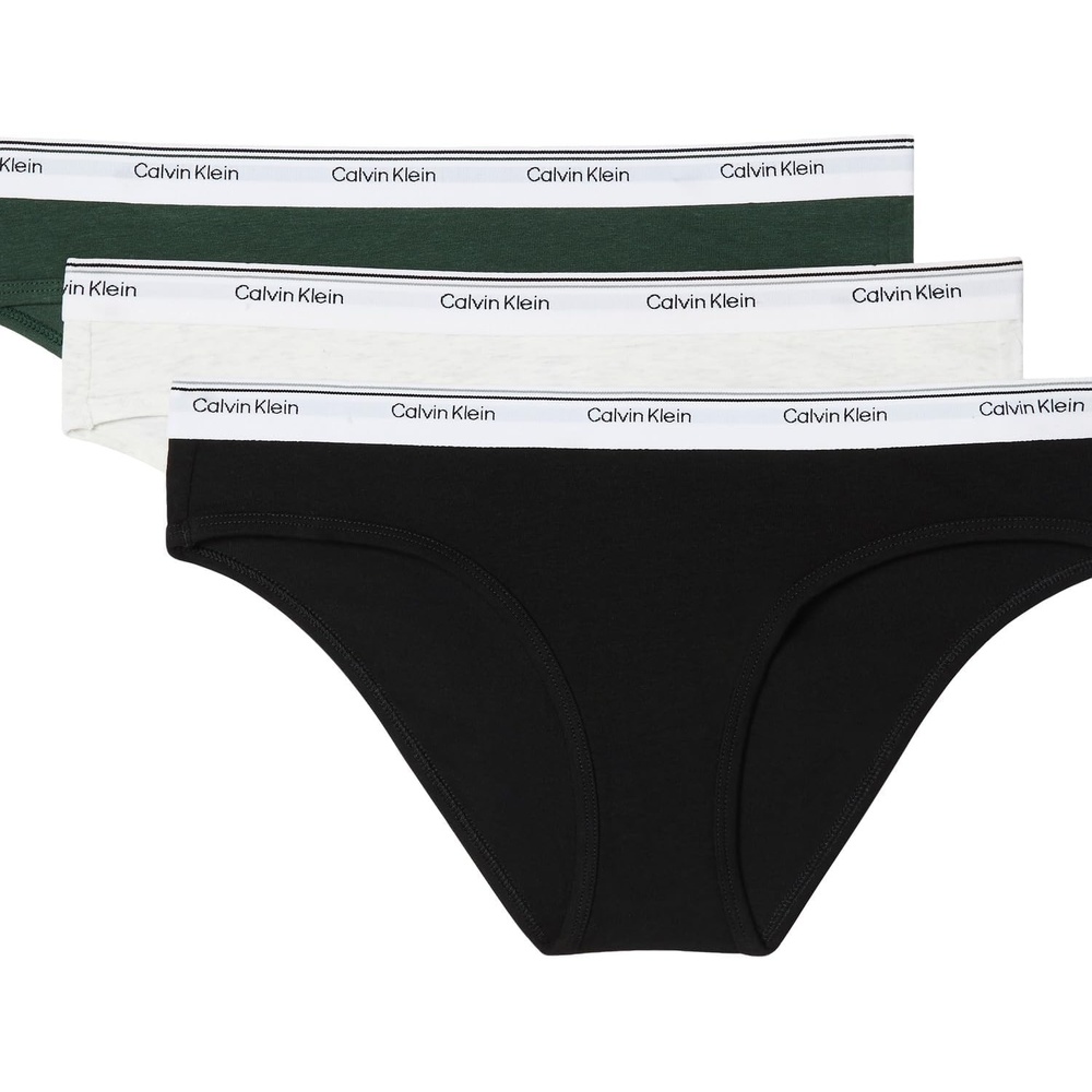 image:imageCalvin Klein Balance Cotton Stretch Bikini Panties 3 PackBlackSnow HeatherKelly Green