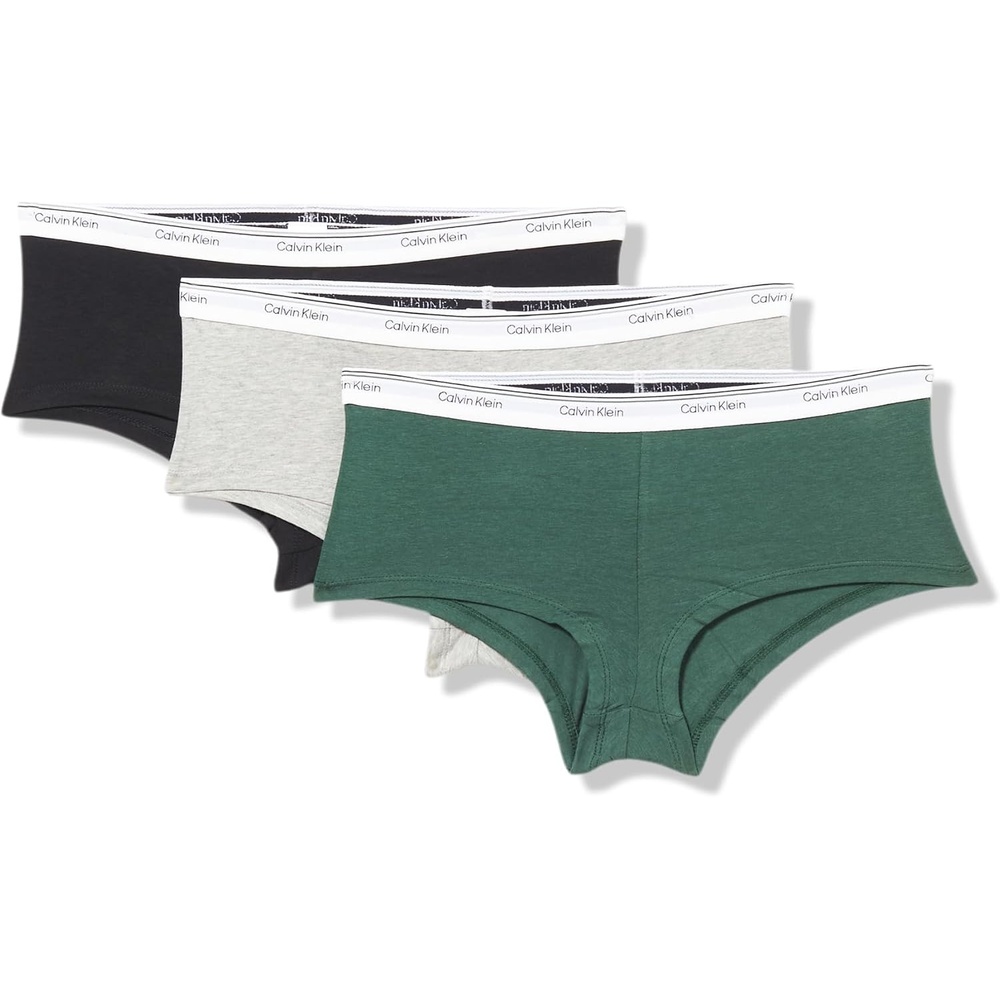image:imageCalvin Klein Balance Cotton Stretch Boyshort Panties 3 PackBlack Grey Heather Kells Green