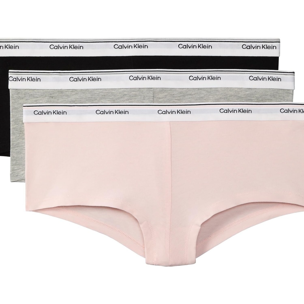 image:imageCalvin Klein Balance Cotton Stretch Boyshort Panties 3 PackBlackGrey HeatherNymphs Thigh