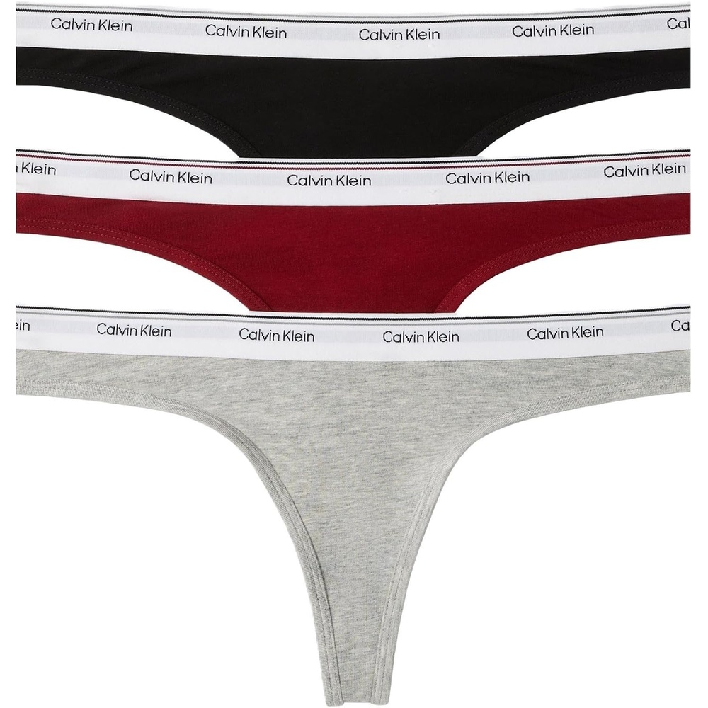 image:imageCalvin Klein Balance Cotton Stretch Thong Panties 3 PackBlackGrey HeatherFall Berry