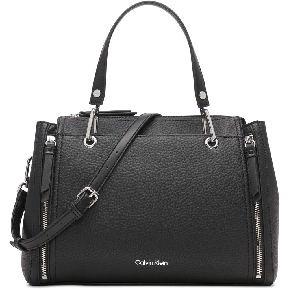 image:imageCalvin Klein Bubble Lamb Novelty Organization SatchelBlackSilver Hampton Pebble