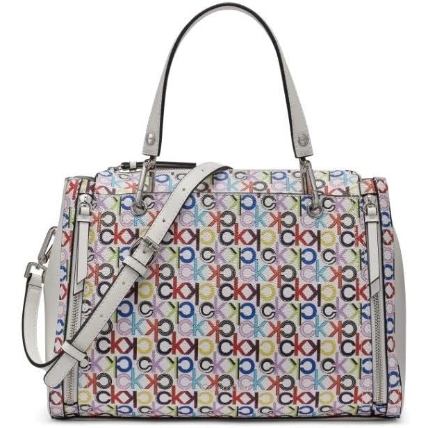 image:imageCalvin Klein Bubble Lamb Novelty Organization SatchelWhite Multi Logo