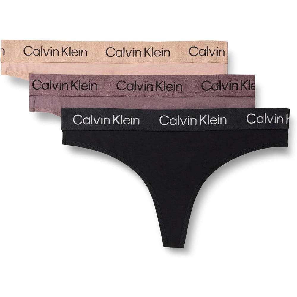image:imageCalvin Klein Cotton Stretch Renewed Thong Panties 3 PackBlack Cedar Sparrow