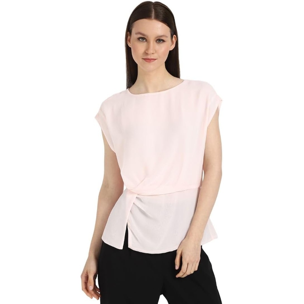 image:imageCalvin Klein Jeans Womens Chiffon Twist Front BlousePearl