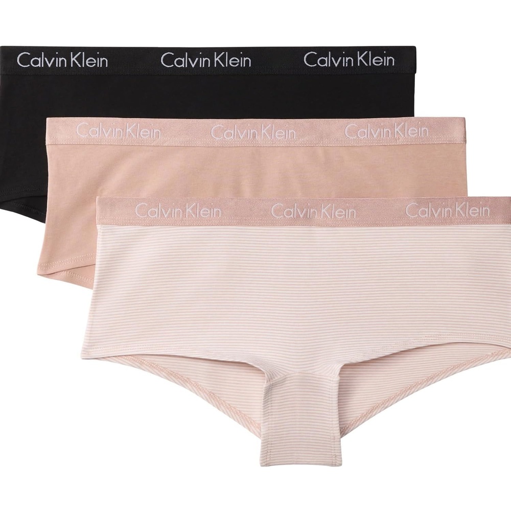 image:imageCalvin Klein Motive Cotton Boyshort Panties 3 PackBlackCedarFeeder Stripe Cedar