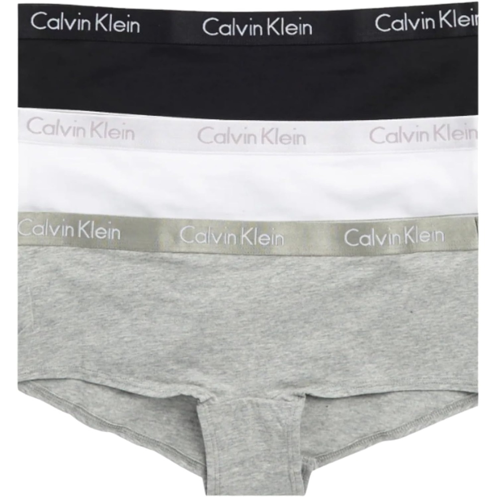 image:imageCalvin Klein Motive Cotton Boyshort Panties 3 PackBlackWhiteGrey Heather